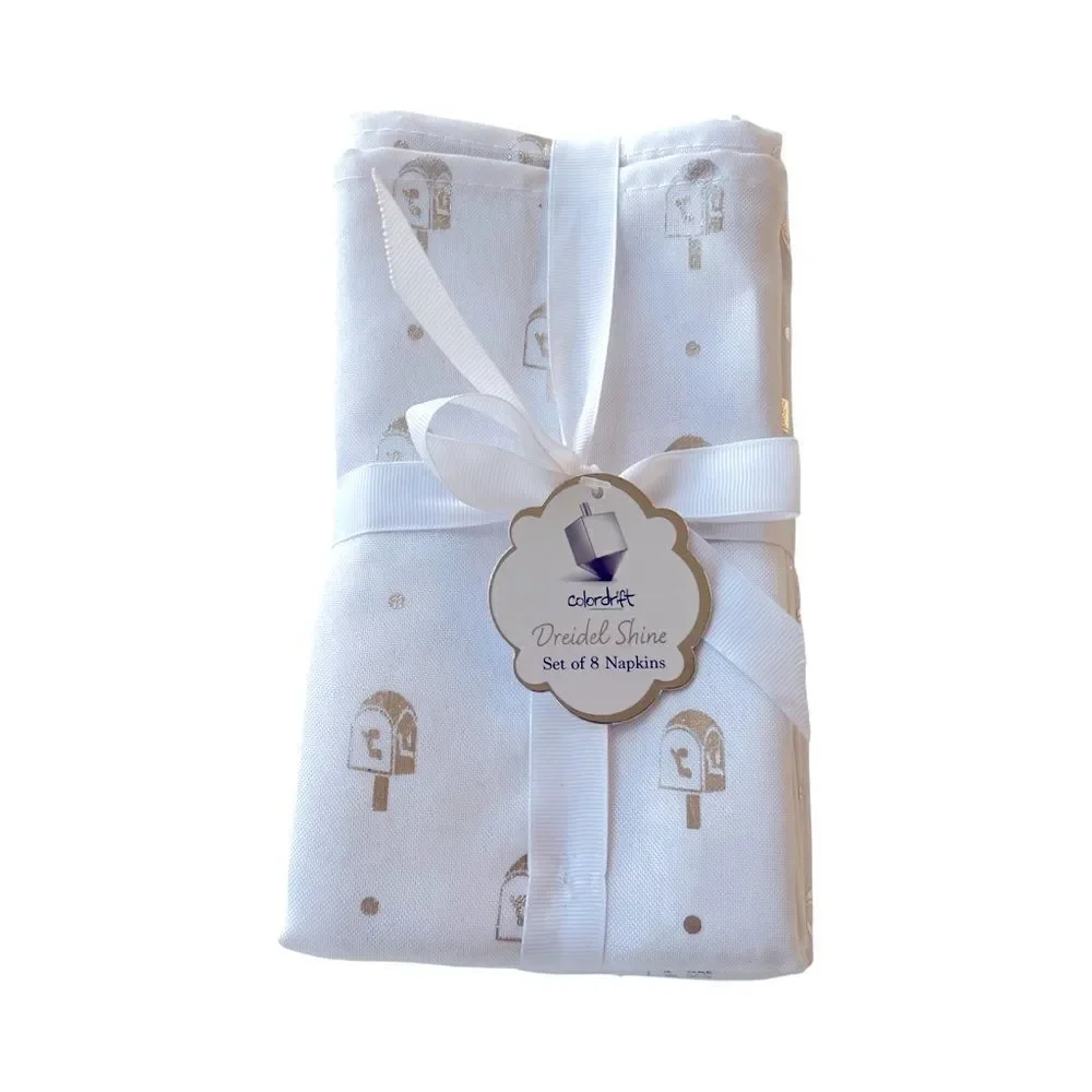 Colorfit Dreidel Shine HANUKKAH NAPKINS Holiday White & Silver NWT